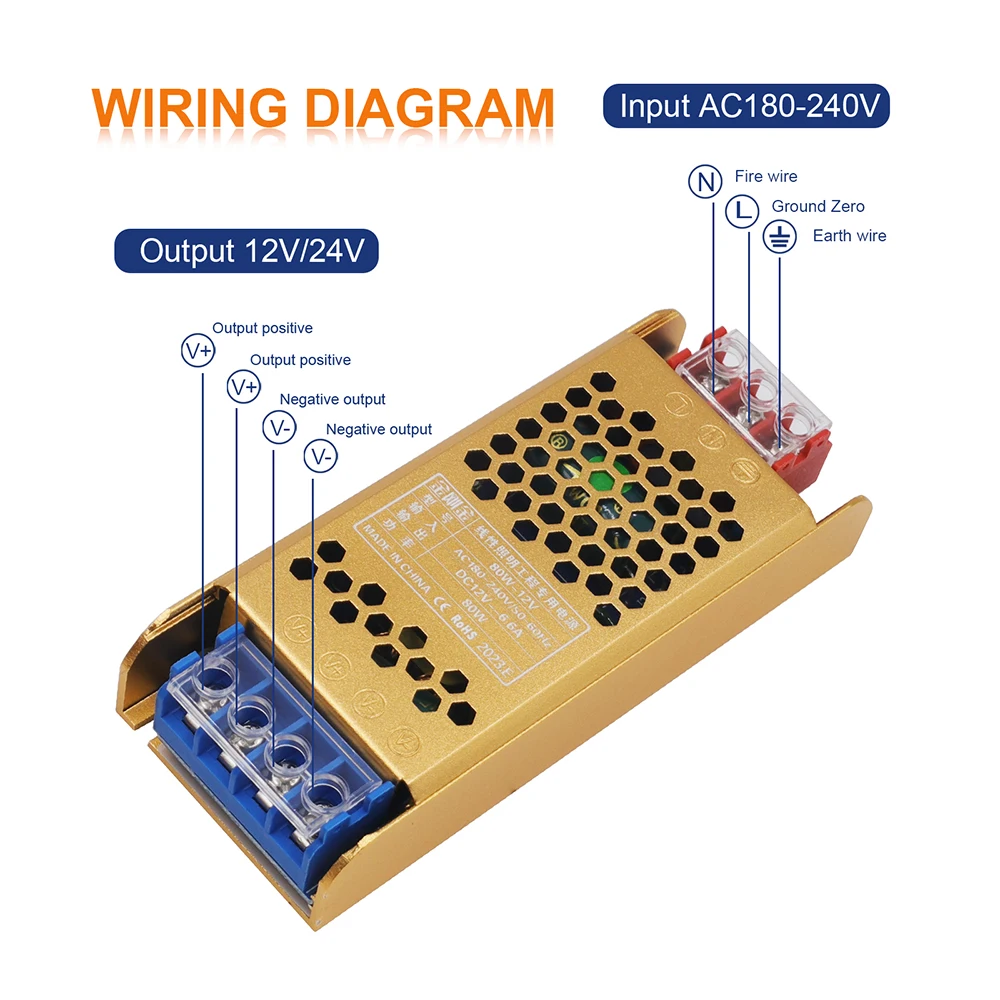 Ijzeren Shell Led Driver Voeding AC180-250V Dc 12 V 24V 80W 100W 120W 200W 300W 400W Verlichtingstransformatoren