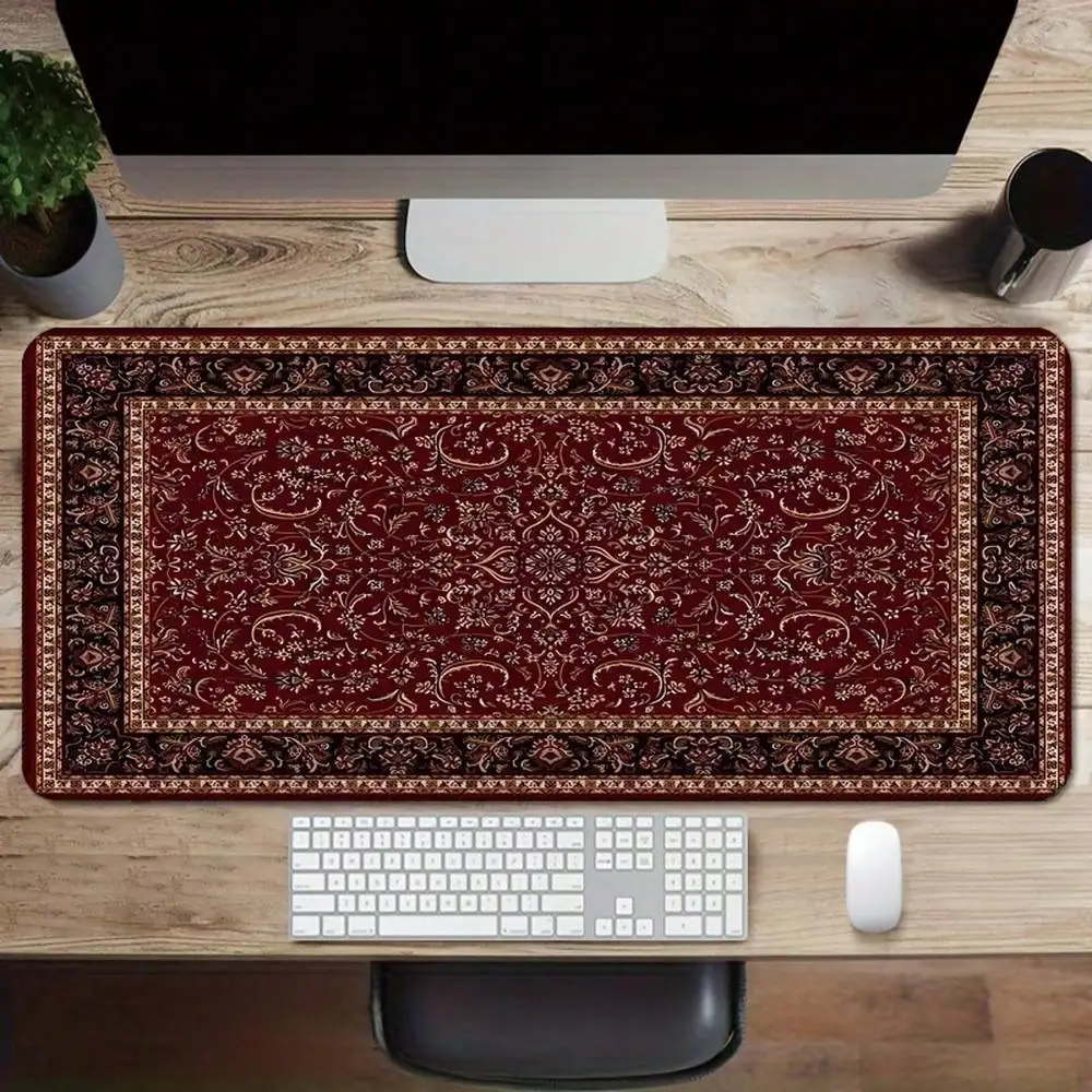 

Retro red Bohemian-style mouse pad with anti-slip rubber seam, computer game accessory washable, high quality