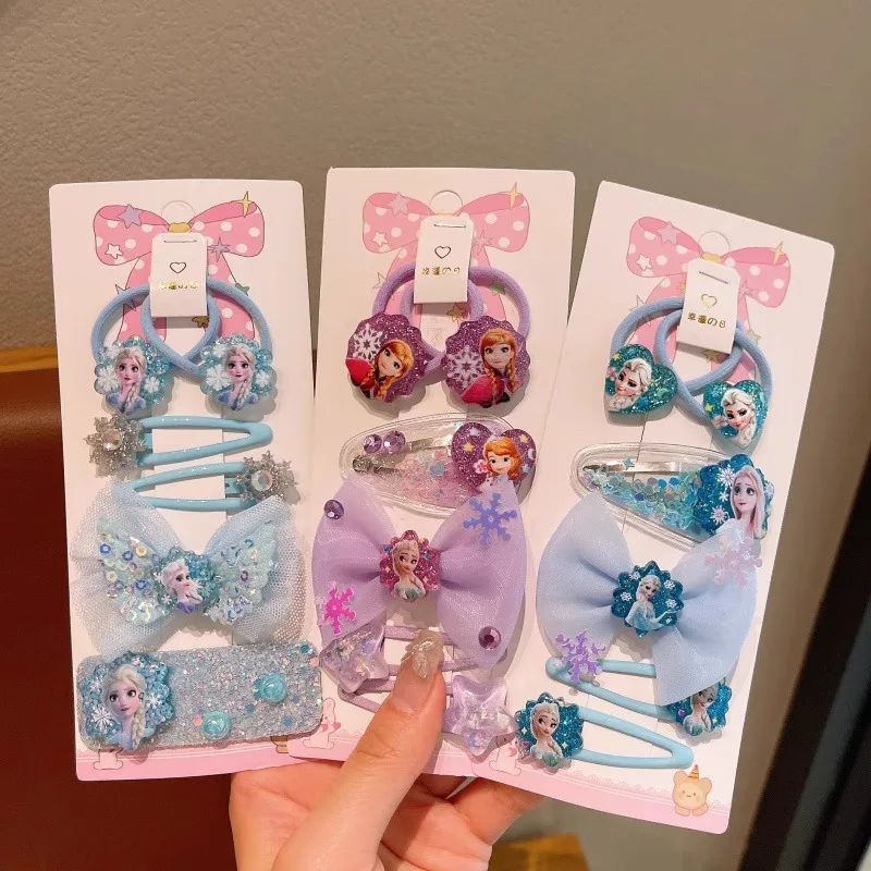 دبوس شعر للأطفال من Miniso Frozen Princess Not Injury، شريط مطاطي، رقعة شعر للفتيات الصغيرات، عصابة رأس مضفرة