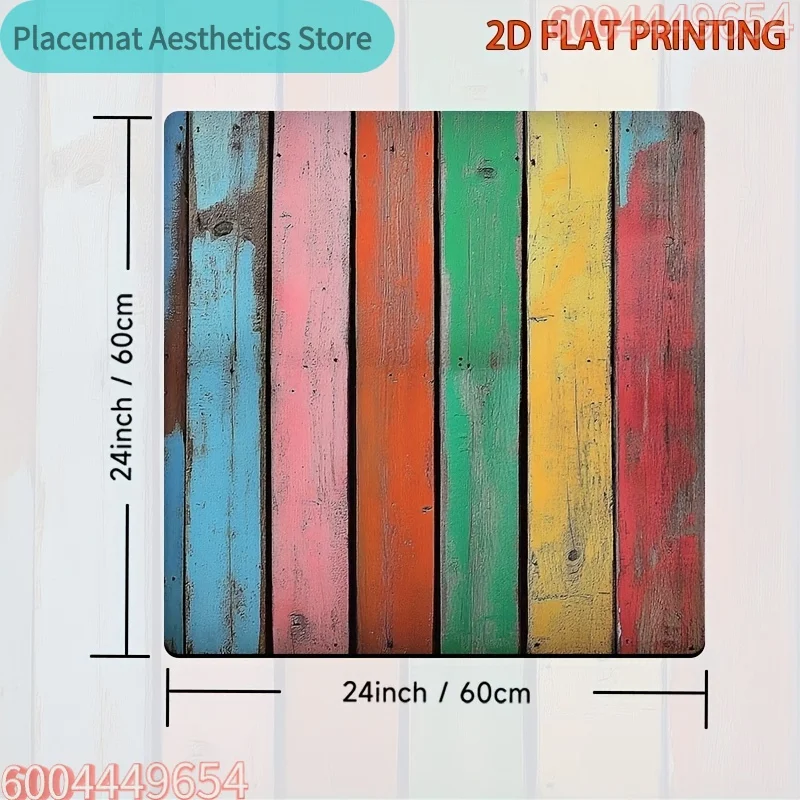 Vintage Wooden Washing Machine Dust Cover Mat - Non-Slip 2D Flat Printing Rustic Wood Plank Design, Colorful Multi-Color Option