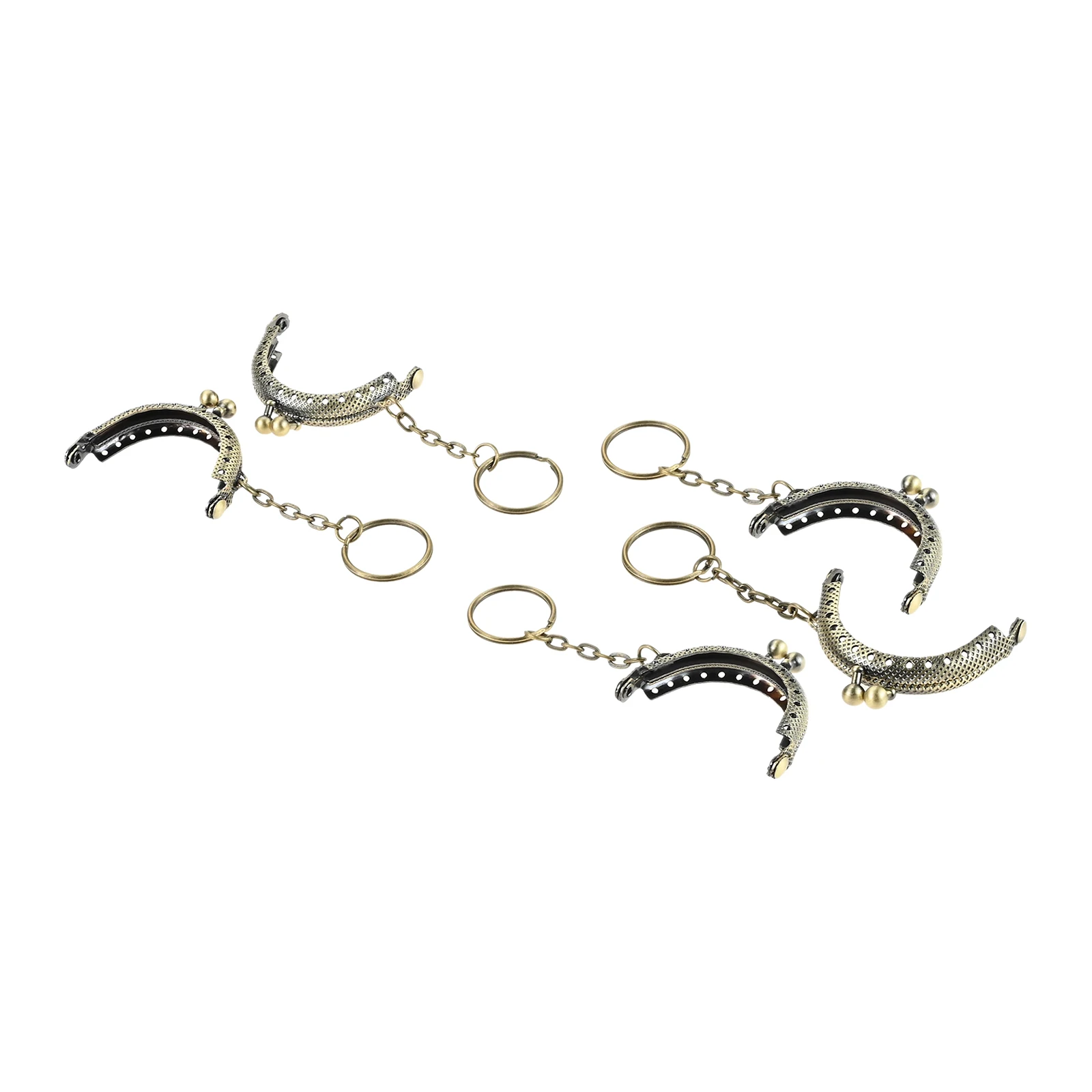 5Pcs 5cm Metal Purse Frame Antique Bronze Arch Coin Handle with Keyring Kiss Clasp Lock Bags Hardware for DIY Craft Bag Sewing