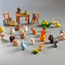 10PCS Dog Squirrel Fox Rabbit Sheep Duck Pig Cat Horse Frog Turtle Snake Koala Figurine Miniature Fairy Garden Decor Accessories