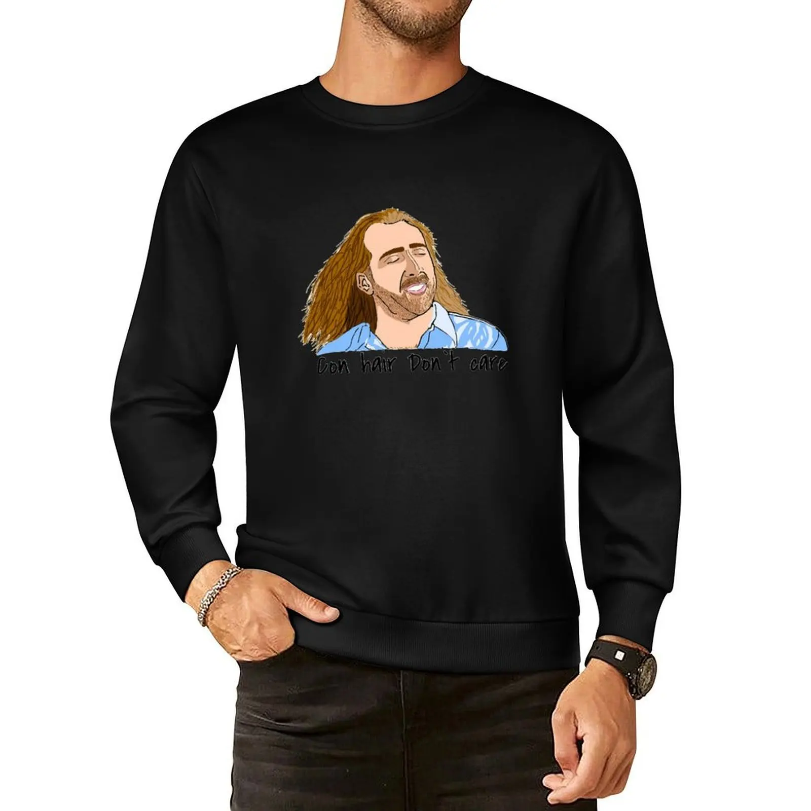 Nic cage con air hair Pullover Hoodie anime clothing korean style clothes hooded sweatshirt for men