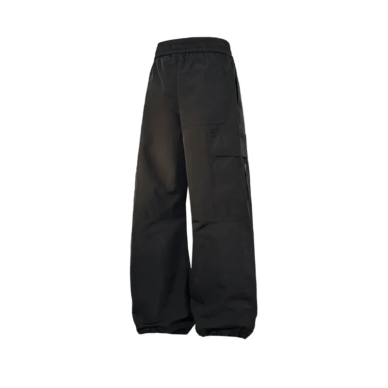 Men's Clothing Spring Autumn High Waisted Solid Color Bandage Drawstring Gradient Pockets Elastic Casual Preppy Style Pants