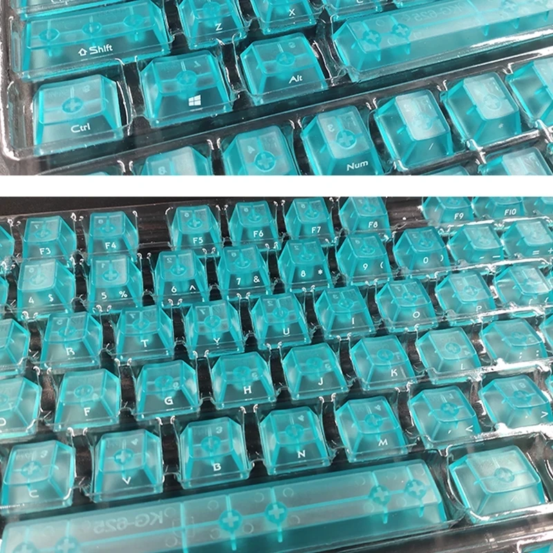 Imagem -03 - Kaycps Transparente Cereja Perfil Keycap 139 Chave Preto e Branco Inglês Keycaps para Jogos Teclado Mecânico pc 02