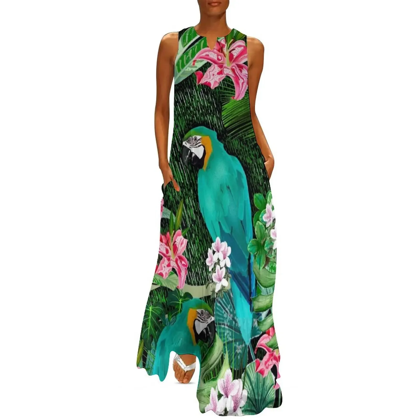 

Tropical Bird Pattern Long Dress dresses for woman 2025 ceremony dresses luxury evening dress woman for wedding Dress