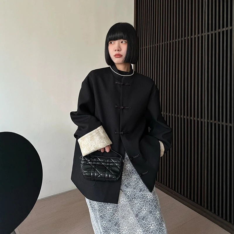 

Мужская рубашка-куртка большого размера в традиционном китайском стиле с пуговицами, модная, осенне-зимняя, новая, молодежная, для пар