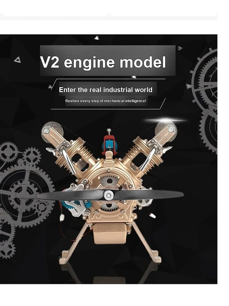 3D Metal V-Twin Engine Construction Kit Mechanical DIY Puzzle Collector Gift DM114