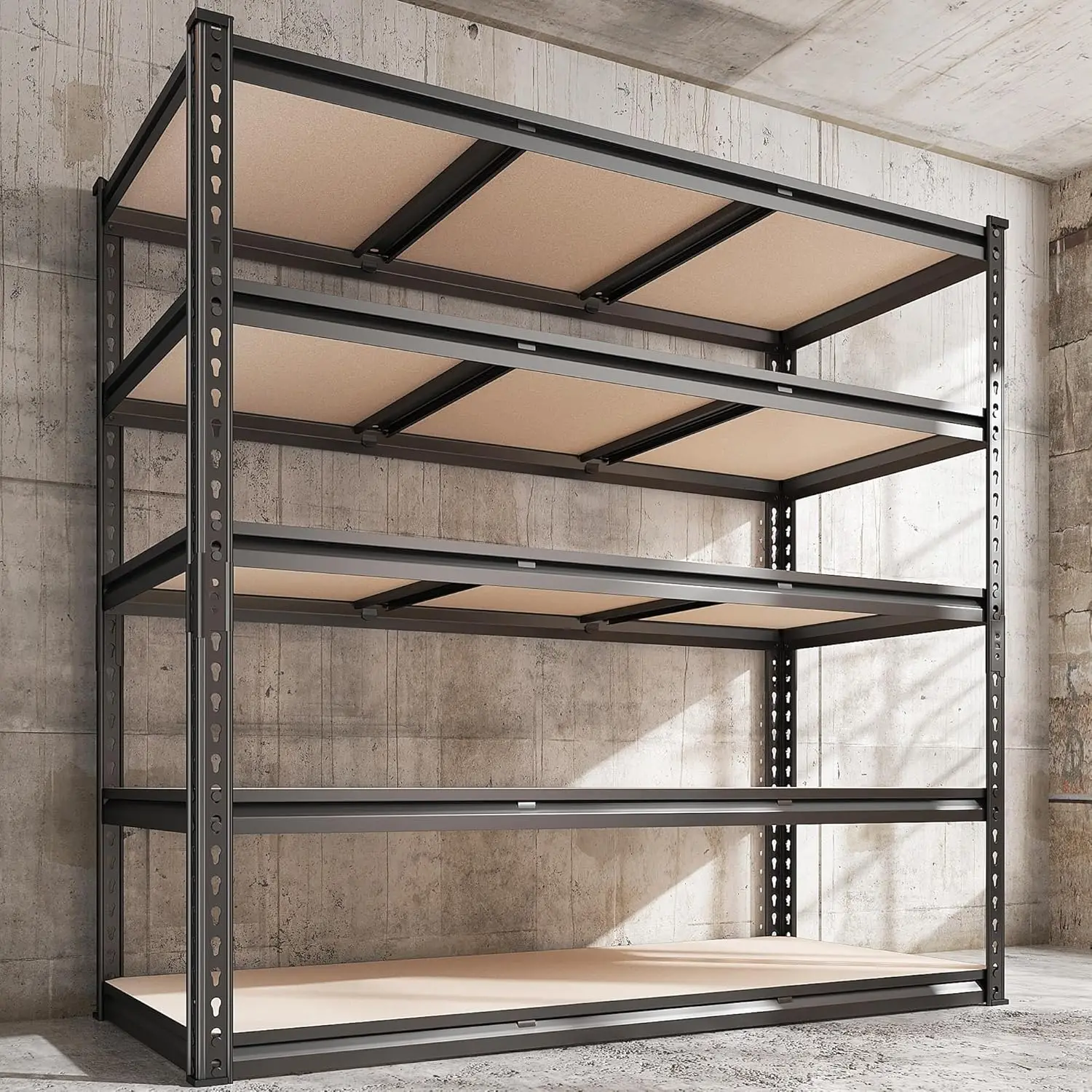 

48" W Garage Shelving, 3000LBS Storage Shelves Heavy Duty Shelving, 72" H Adjustable Metal Shelves for 5 Tier Garage Shelves Sto