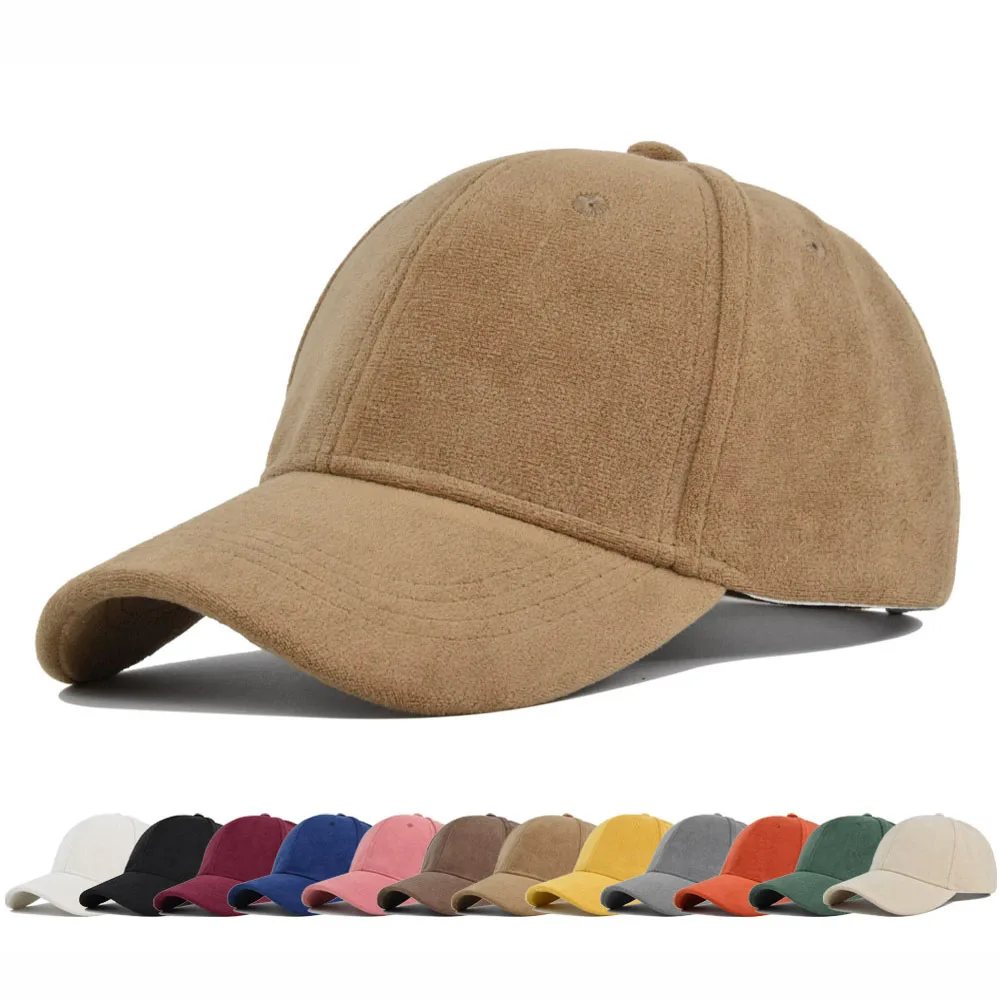 Fashion Unisex Suede Baseball Caps for Women Men Solid Color Casual Autumn Outdoor Sun Caps Winter Warm Adjustable Snapback Hats