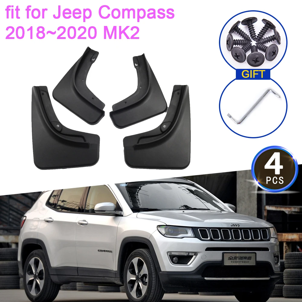 

For Jeep Compass 2018 2019 2020 1.4T 2.4T MK2 MudGuards Splash Guards Front Rear Wheels Fender Flaps Car Styling Accessories