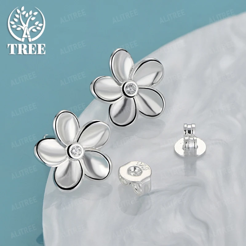 

Beautiful AAA Zircons 925 Sterling Silver Flower Stud Earring Women Luxury Jewelry Accessories Pretty Wedding Banquet Party Gift