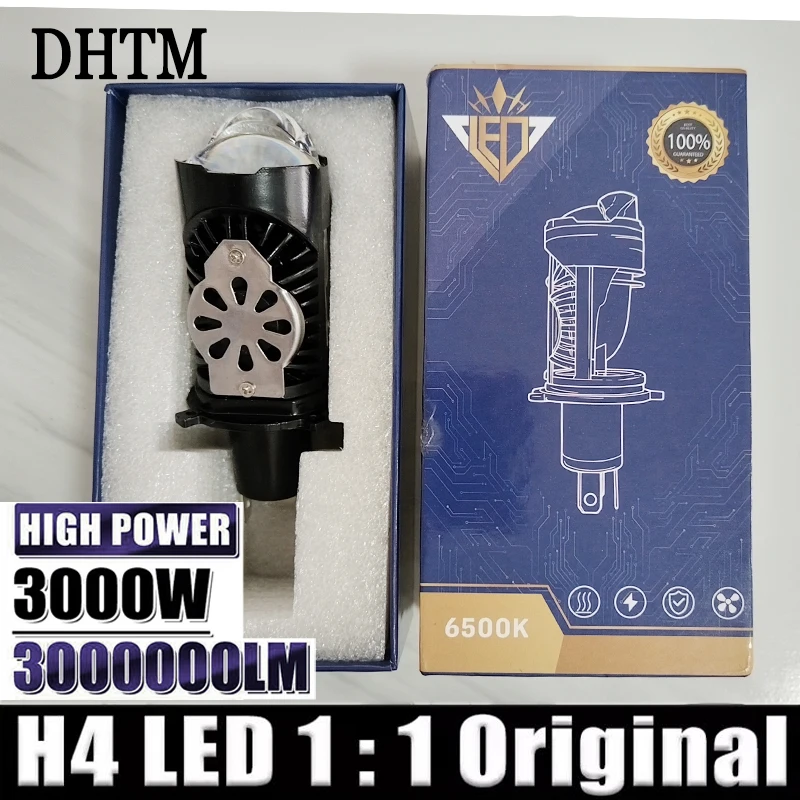 

3000W H4 LED Headlight Bulb Projector Lens CANBUS Super Bright 6500K Turbo Fan Car light 9003/HB2 For Cars/Motorcycles