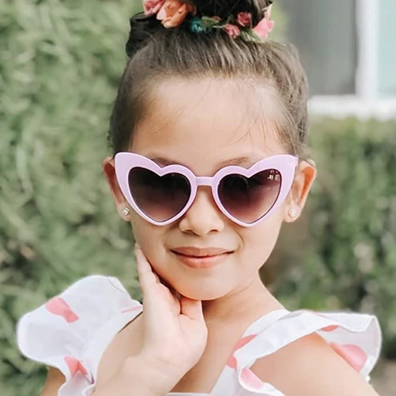 New Style Kids Heart-shaped Sunglasses Boys Girls Beach Sunproof Eyewear Children Baby Trendy Full Frame Outdoor UV400 Goggles