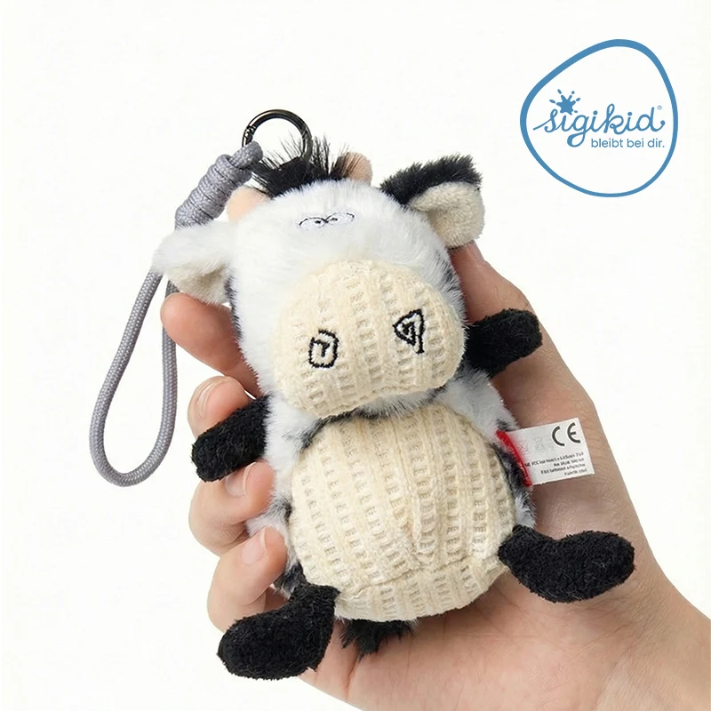 Adorável Brinquedo de Pelúcia Sigikid em Formato de Vaca, Tamanho de Palma da Mão, Boneca de Pelúcia, Presente de Aniversário, Brinquedo de Animal de Pelúcia Macio Preenchido com Fibra de Poliéster para Idades a Partir de 3 Anos