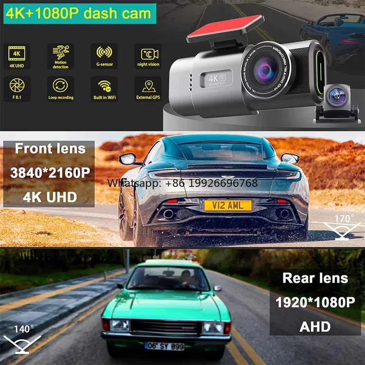 

Car Dual Dash Cam, 4K camer Front and Rear camer DVR With G-sensor Car Cam Motion Detection manufacturer