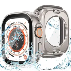 Funda 2 en 1 para Apple Watch 8, 7, 45mm, 44mm, 41mm, 40mm, Protector de pantalla para PC, cubierta frontal y trasera para iWatch 6, 5, 4, SE, accesorios