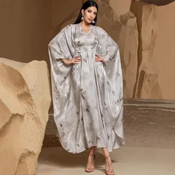 Eid Djellaba Satin Kimono Open Abayas Dubai Luxury Muslim Dress for Women Turkey Kaftan Kebaya Ramadan Morocco Caftan Jalabiya