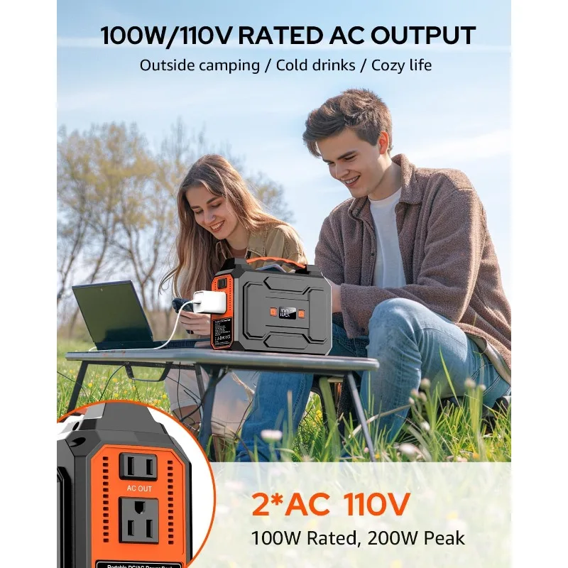 200Wピーク/100W定格のソーラー発電機、パネル40W付属のポータブル発電所、146Wh