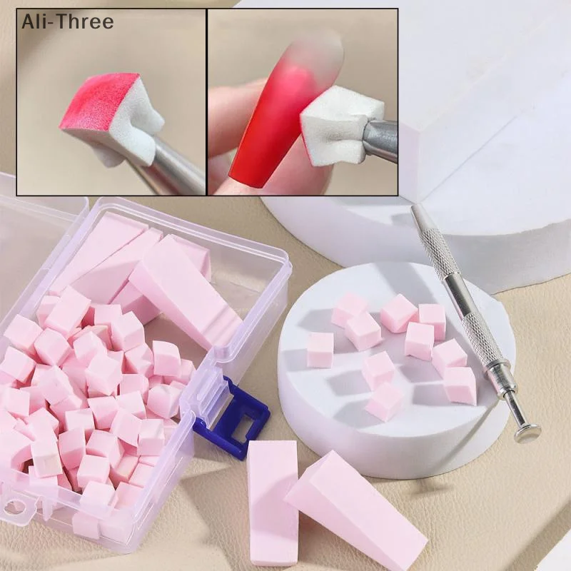 1 صندوق لينة مسمار الإسفنج ل أومبير مسحوق التدرج تأثير ماكياج رغوة مسمار الفن الإسفنج فرشاة مع انتزاع القلم أدوات مانيكير #3