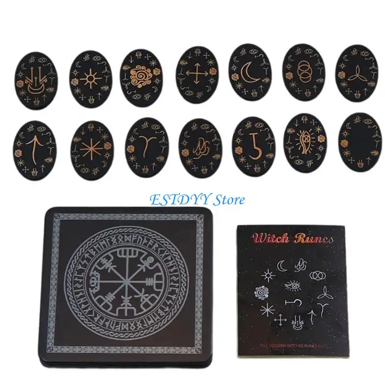 بطاقة رون G6DE للتأملات والتنبؤات بطاقة رون مصنوعة يدويًا من الخشب رمز محفور لقراءة الطالع والترفيه