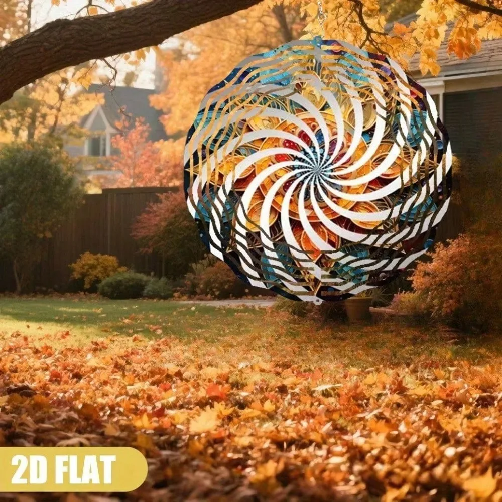 CIFBUY Wind Chimes Metal Outdoor Garden Decor Weather Resistant 360° Flexible Rotation Colorful Swirling Mandala for Patio Yard