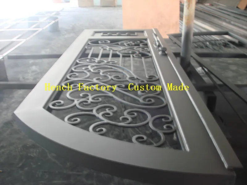Home High Quality Safety Iron Main Door Heavy-Duty Half Circle Design Decorative Wrought Iron Front Entry Doors