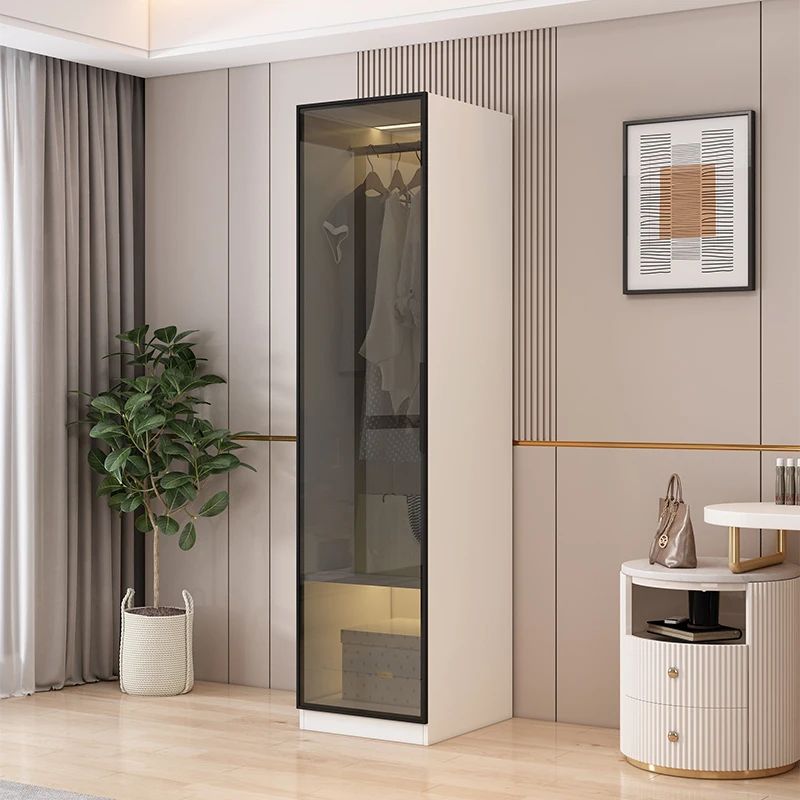 

Modern minimalist solid wood single-door and double-door glass door wardrobe multifunctional luxury wardrobe bedroom cabinet