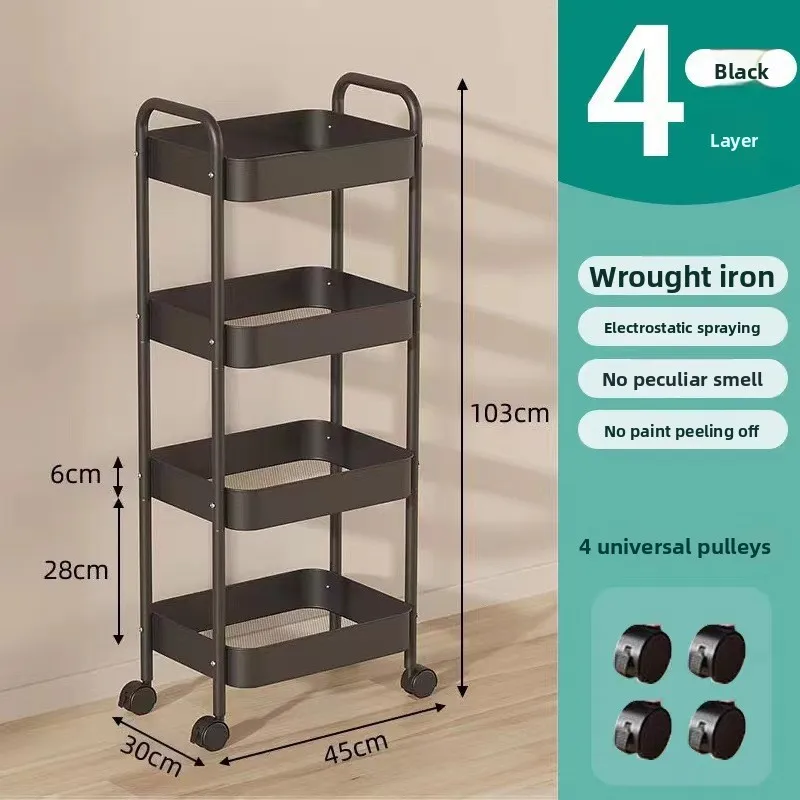 Rolling Cart Storage Rack Multi Layer Freestanding Kitchen Bathroom Living Room Snack Storage Storage Cart Tool Cart Bar Cart