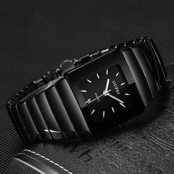 OUPAI 2024 Old Fashion Square Black Ceramic Quartz Luxury Waterproof Watch Man Luminous Anti-scratch Wristwatch