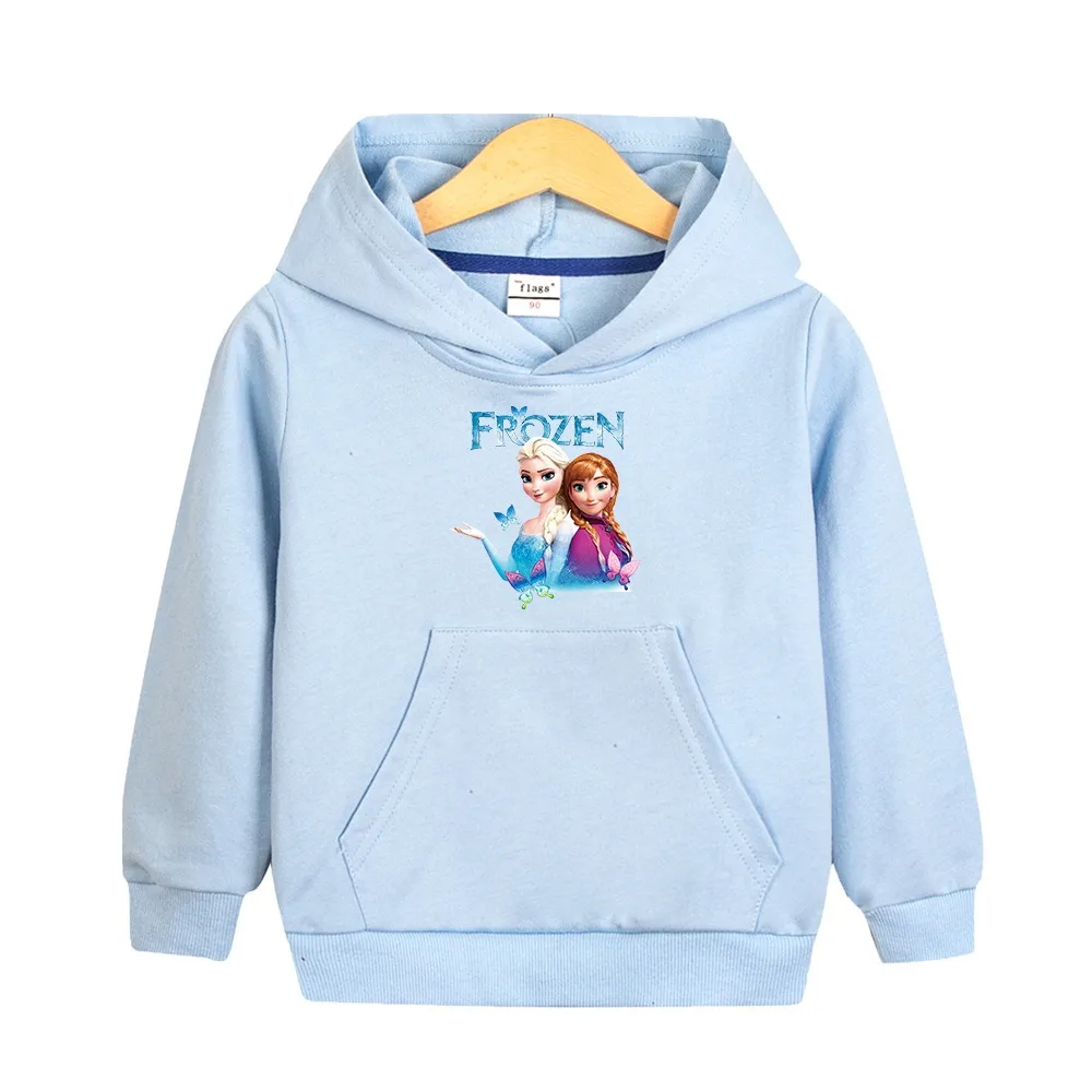 

Disney Quality Cotton Tee Shirt Girls Clothing for Children T-shirt Pink Long Sleeve Kids Tops Frozen Elsa Anna Clothes Hooded