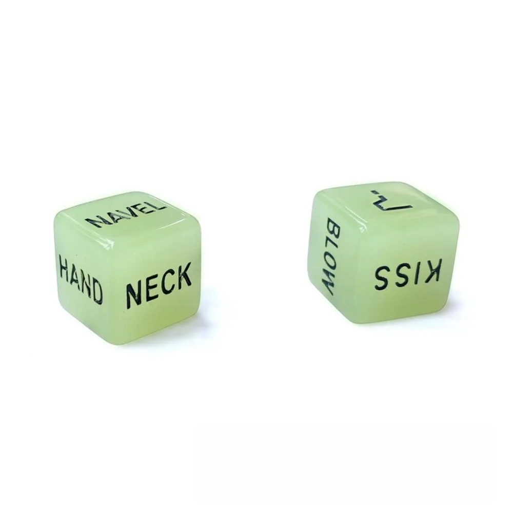 2Pcs Glow In The Dark Couple Game Dice Set Luminous Solid Acrylic Action Body Position Decision Dice Adult Bedroom Foreplay Toy
