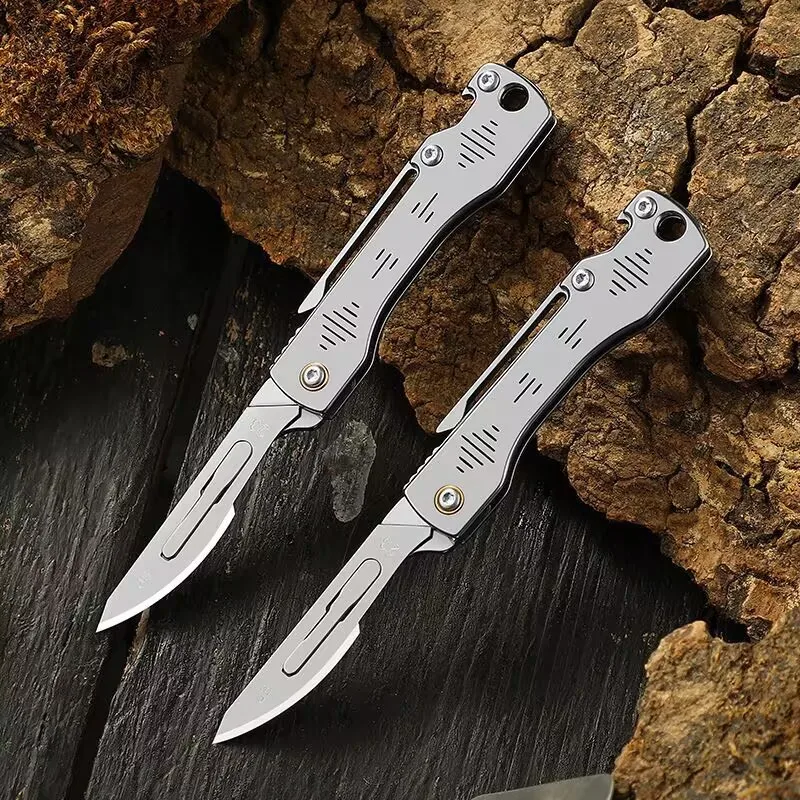 Stainless Steel Utility Knife Sharp Mini Folding Knife Bottle Opener Portable Keychain Knife Scalpel Portable Express Box Opener