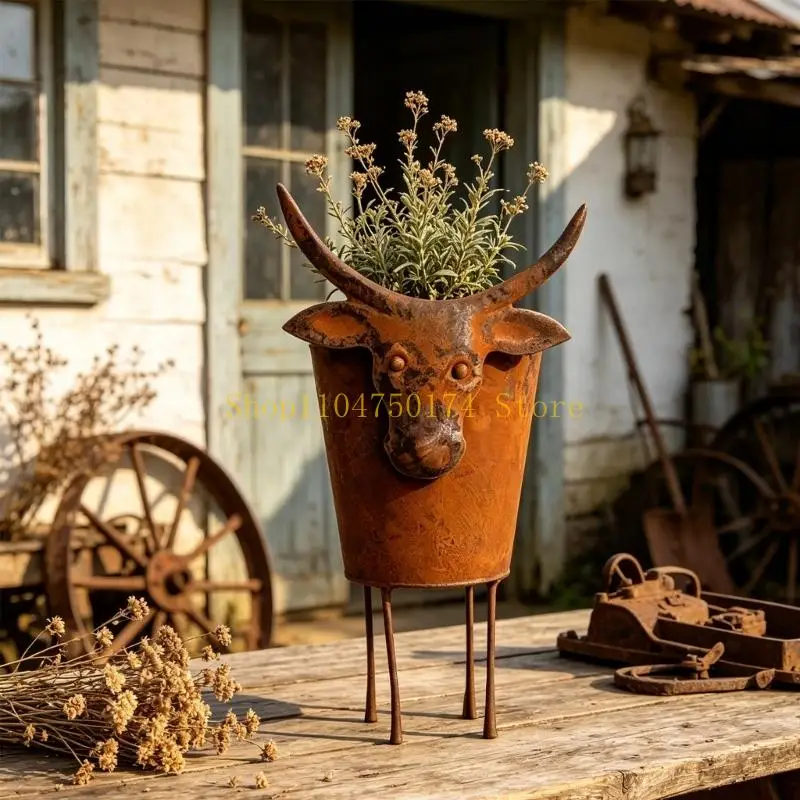 Horned Iron Vessel for Tabletop Styling and Gift Giving Iron Teapot Planter Top Sale
