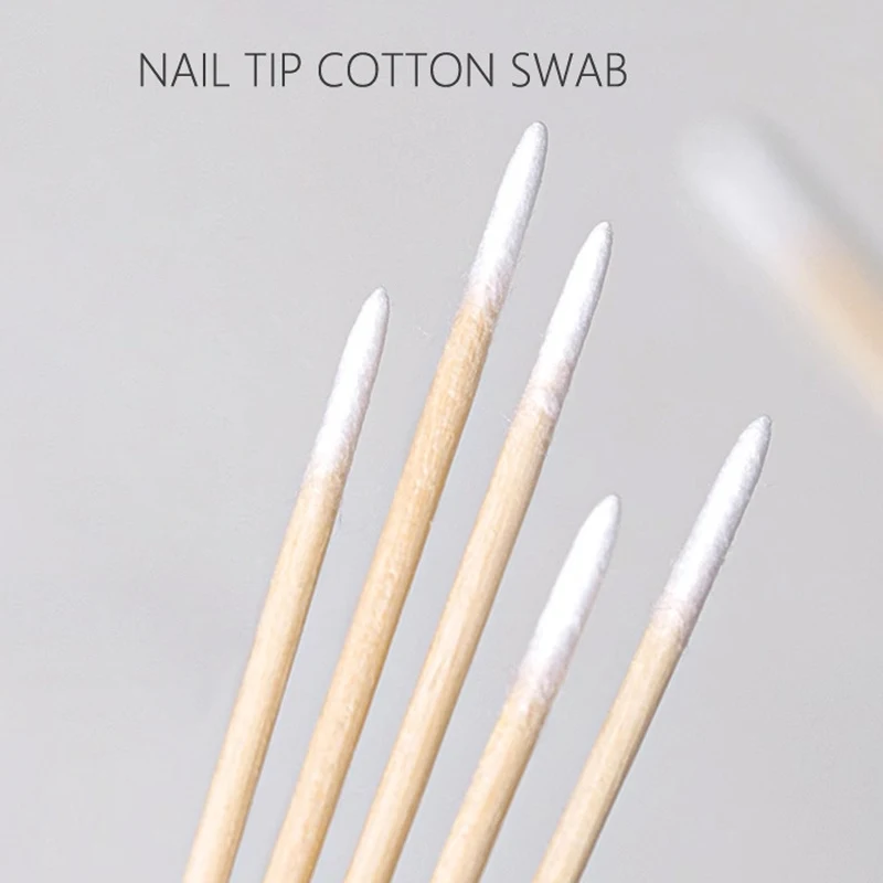 500/300/100Pcs Nägel Holz Tupfer Sauber Sticks Knospe Spitze Holz Baumwolle Kopf Detail Corrector Maniküre Nagellack entferner Kunst Werkzeug
