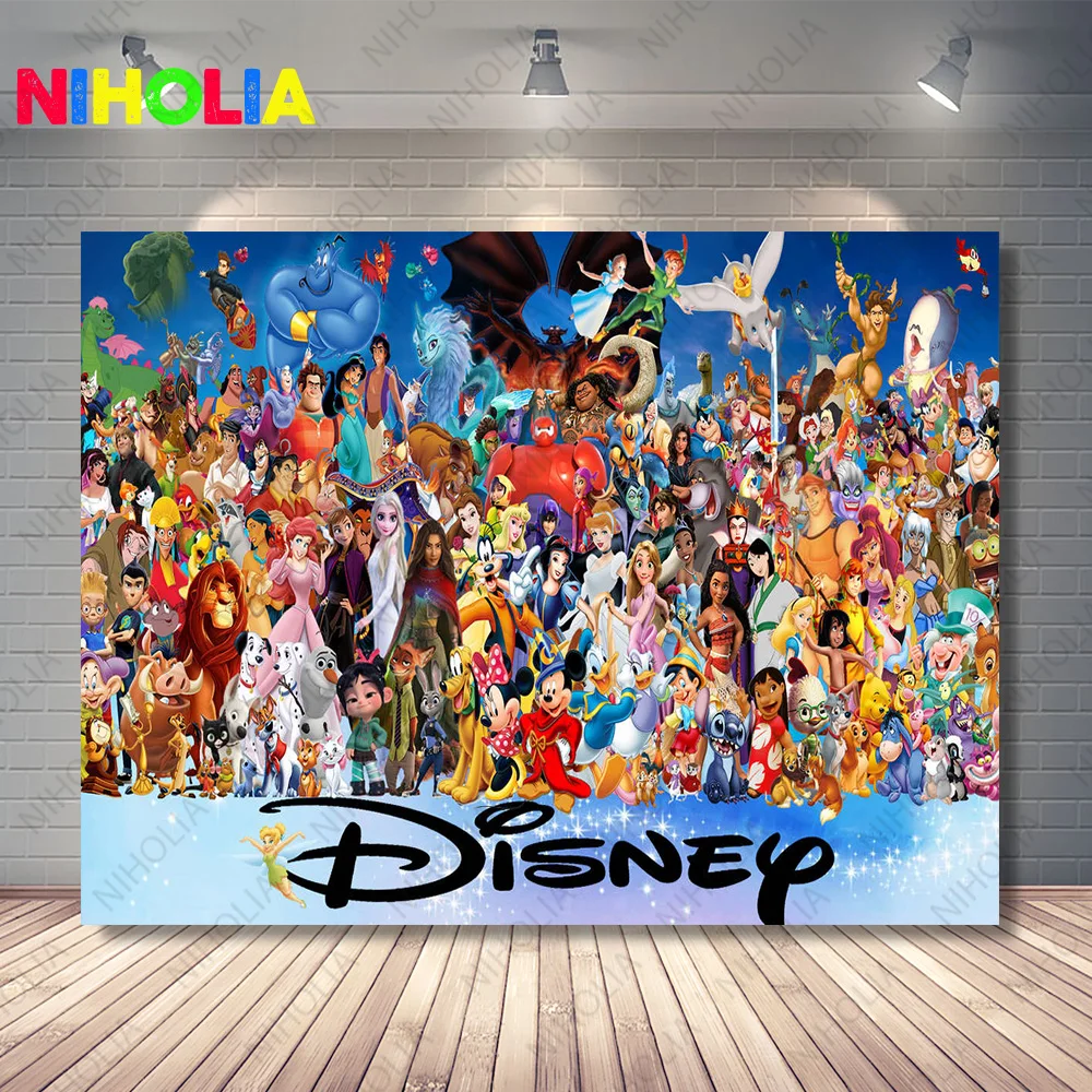 Disney Rosa-Fond de photographie de fête d\'anniversaire, fonds de photographie, fond de photomaton personnalisé, châteaux d\'investissement