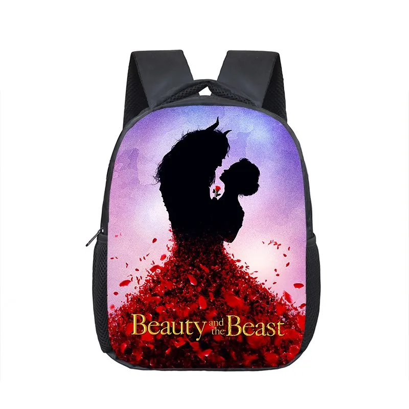 Disney-Mochila escolar de La Bella y La Bestia para niños, con dibujos animados de 12 pulgadas morral, ideal para regalo