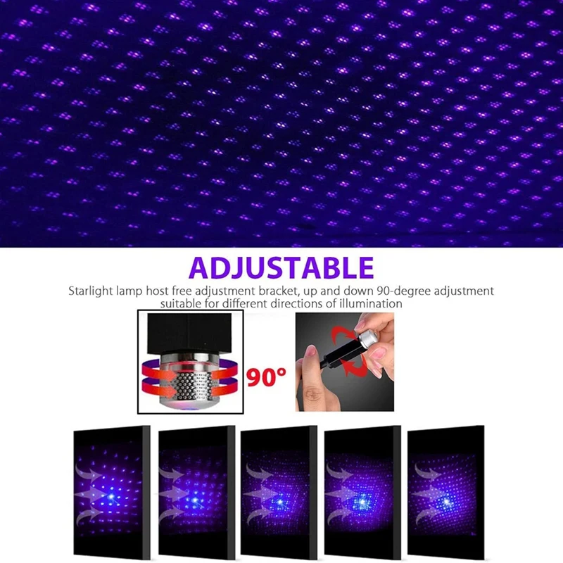 F-3C estrela projetor luz noturna ajustável romântico galáxia flexível usb interior luzes do carro, decorações de lâmpada noturna portátil