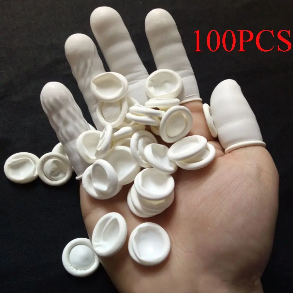 100PCS Natural Latex Nail Art Tool Finger Cots Protector Gloves Rubber Gloves Finger Cover
