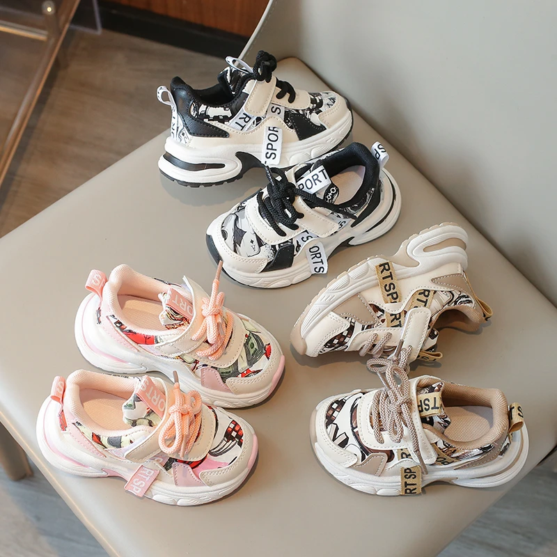 Autumn New Baby Sneakers Boys Handsome Running Shoes Girls Fashion Graffiti Clunky Sneaker Children Casual Shoe