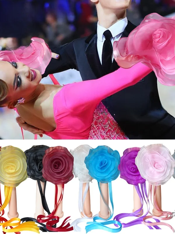 

Современные танцевальные нарукавники с 3D-цветами, аксессуары для латиноамериканских танцев, для вальса, стандартных танцев, соревнований, цветочные нарукавники на запястье