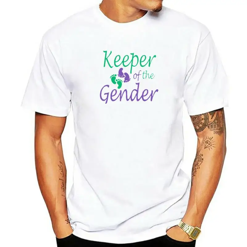 Party Gender Reveal Purple And Green Keeper Of The Gender Premium T-Shirt Print Cotton Young Tops Tees Normal Newest T Shirt