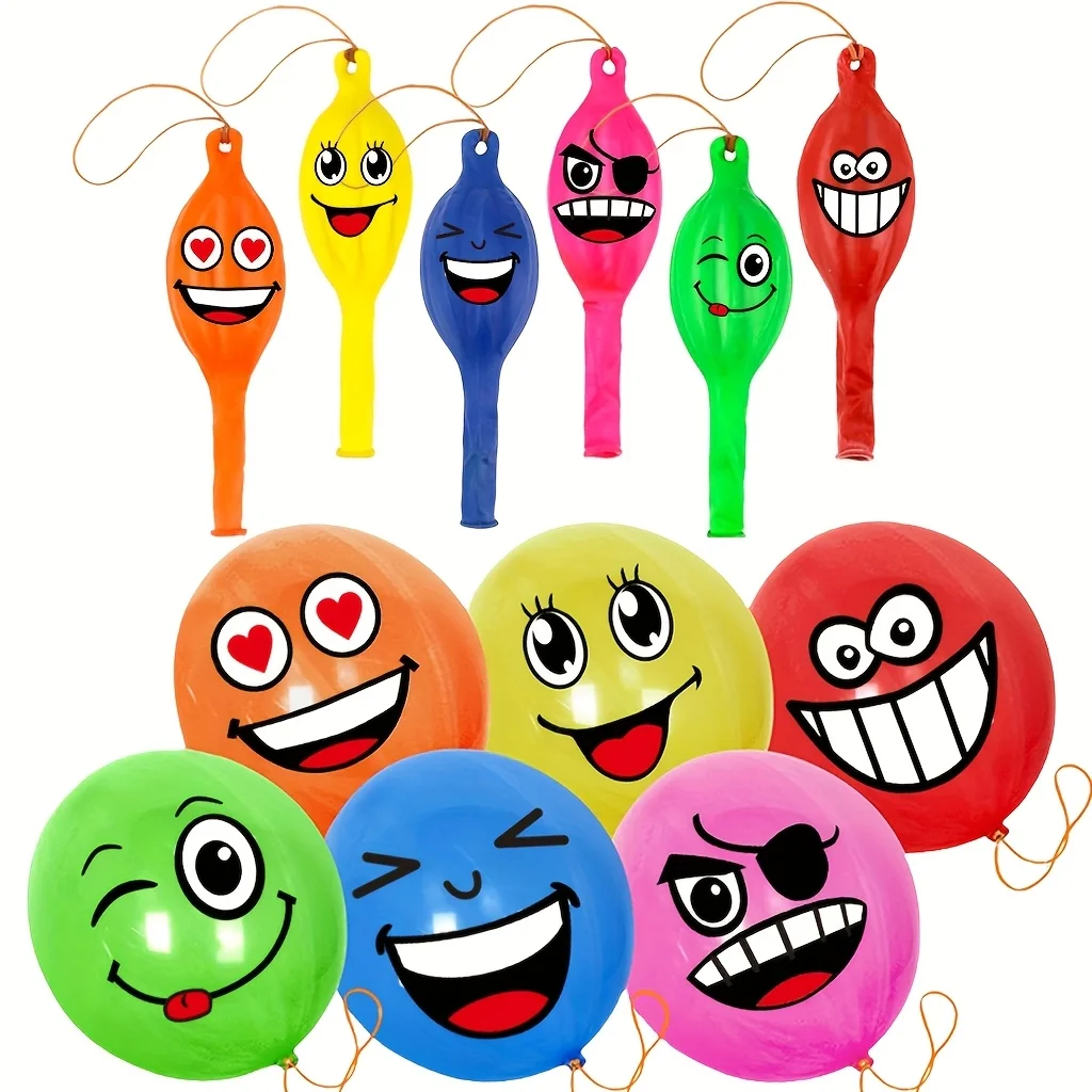 Colorful Latex Happy Face Heavy Duty Punch Balloons, Kids' Party Balloons for Shower Wedding Decoration (Assorted Color) Hallowe