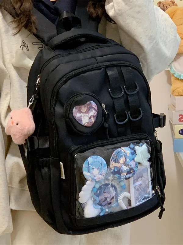 Anime Girl Ita Bag Backpack Transparent Display Layer Large Capacity Academy Style Lightweight Student Commute Travel Daypack