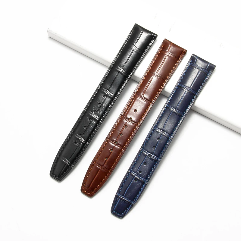 حزام ساعة من جلد التمساح عالي الجودة بتصميم واجهة منحنية لساعة IWC Portugieser Portofino قابل للتنفس وصديق للبشرة