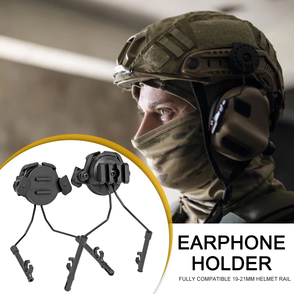 BOOIU Taktische Schienenhalterungen Headset Schnelle Helmschienenadapter Headsethalter Schießen 360-Grad-Drehung Airsoft Helmschienenhalterung