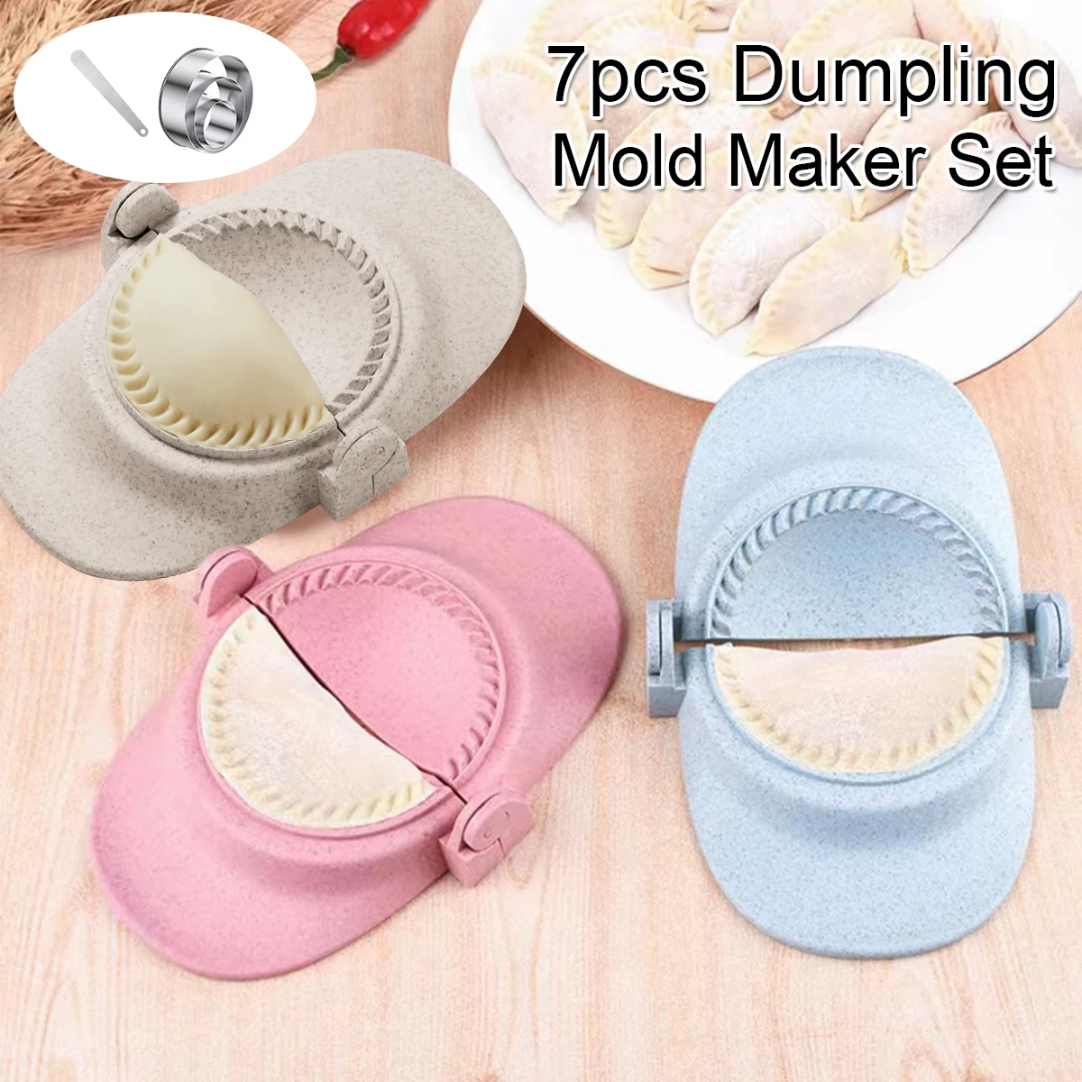 Molde de prensa de masa para cocina, dumplings herramienta para hacer, juego de moldes de prensa de masa para el hogar, juego de moldes de prensa de Empanada segura, 7 piezas