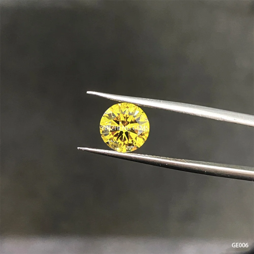 Fancy intense Yellow Lab Grown Diamond Round cut shape 2.12ct VVS2 2EX ID HPHT for Fine Jewelry Making with IGI Certificate