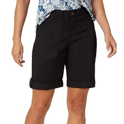 Vrouwen Shorts Cargo Korte Broek Katoenen Linnen Broek Zak Elastische Taille Zomer Vrouwen Strand Effen Kleur Slanke Comfot Ademend