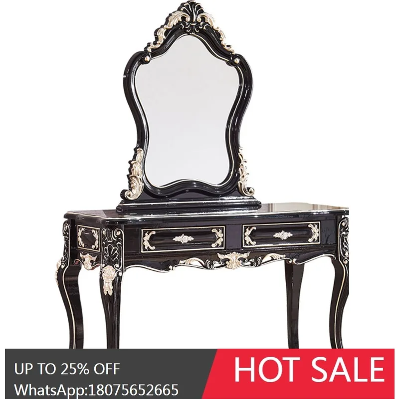 HLZ European Style Solid Wood Dressing Table Bedroom Makeup Table Luxurious American Style Dressing Table Assembly